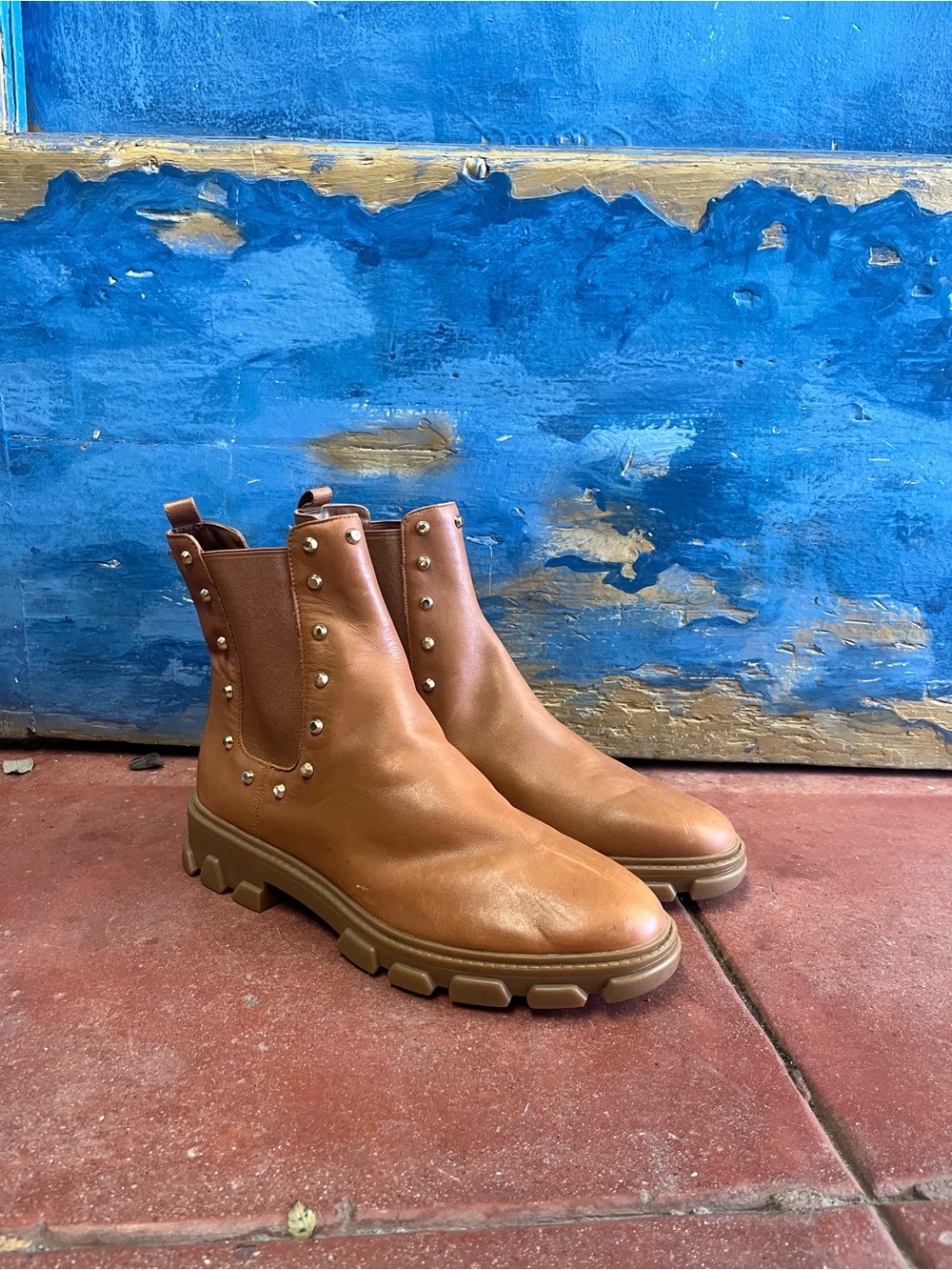 Michael Kors Tan Leather Studded Chukka Boots for Men